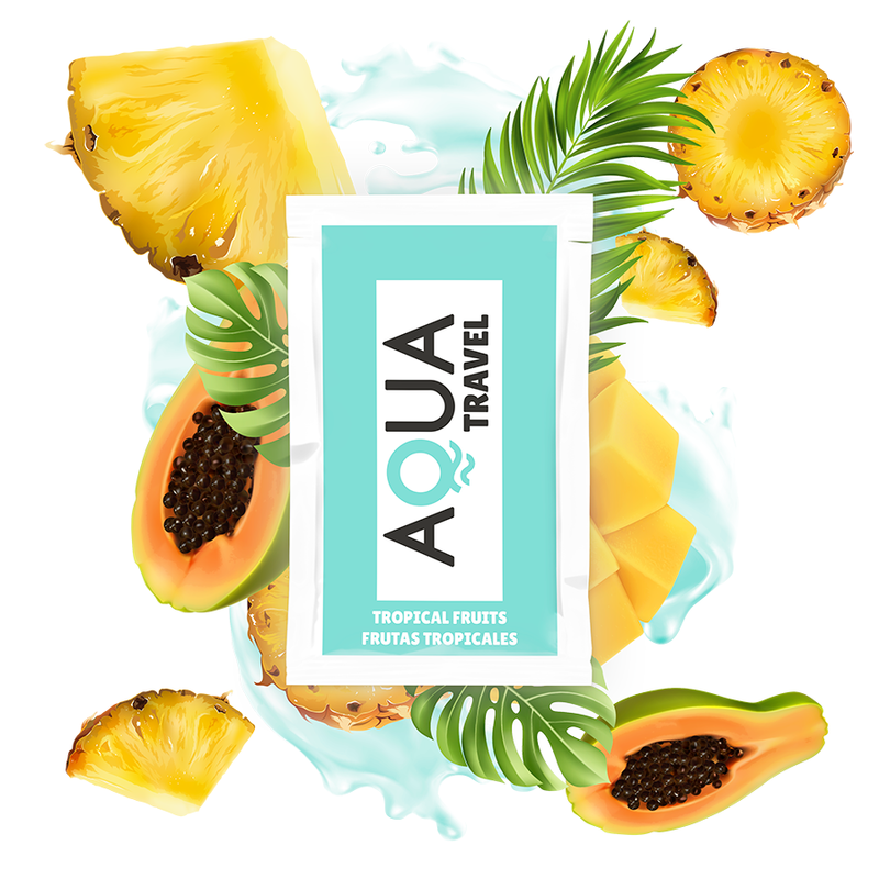 AQUA TRAVEL – LUBRIFIANT À BASE D’EAU SAVEUR FRUITS TROPICAUX 6 ML