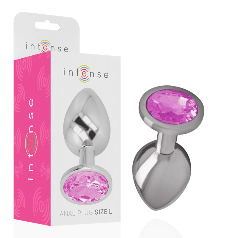 INTENSE – PLUG ANAL EN MÉTAL ALUMINIUM AVEC CRISTAL ROSE TAILLE L