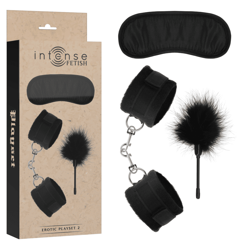 INTENSE – FETISH PLAYSET ÉROTIQUE 2 AVEC MENOTTES, MASQUE AVEUGLE ET TICKLER