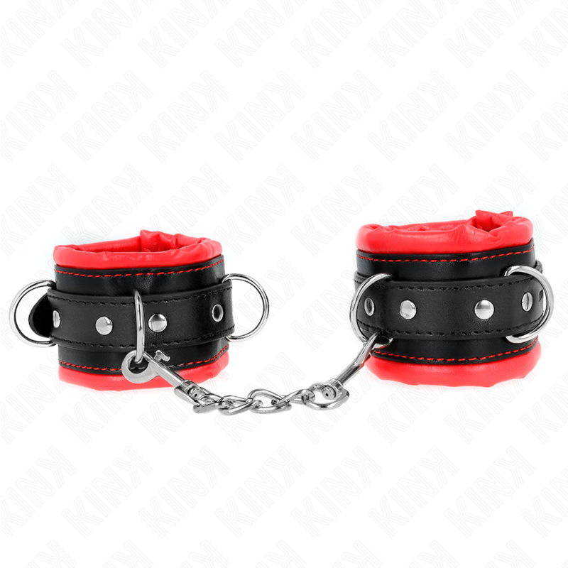 KINK – APPUI-POIGNETS LOURDS DOUBLÉS DE FOURRURE ROUGE AJUSTABLES 20-30 CM X 6 CM